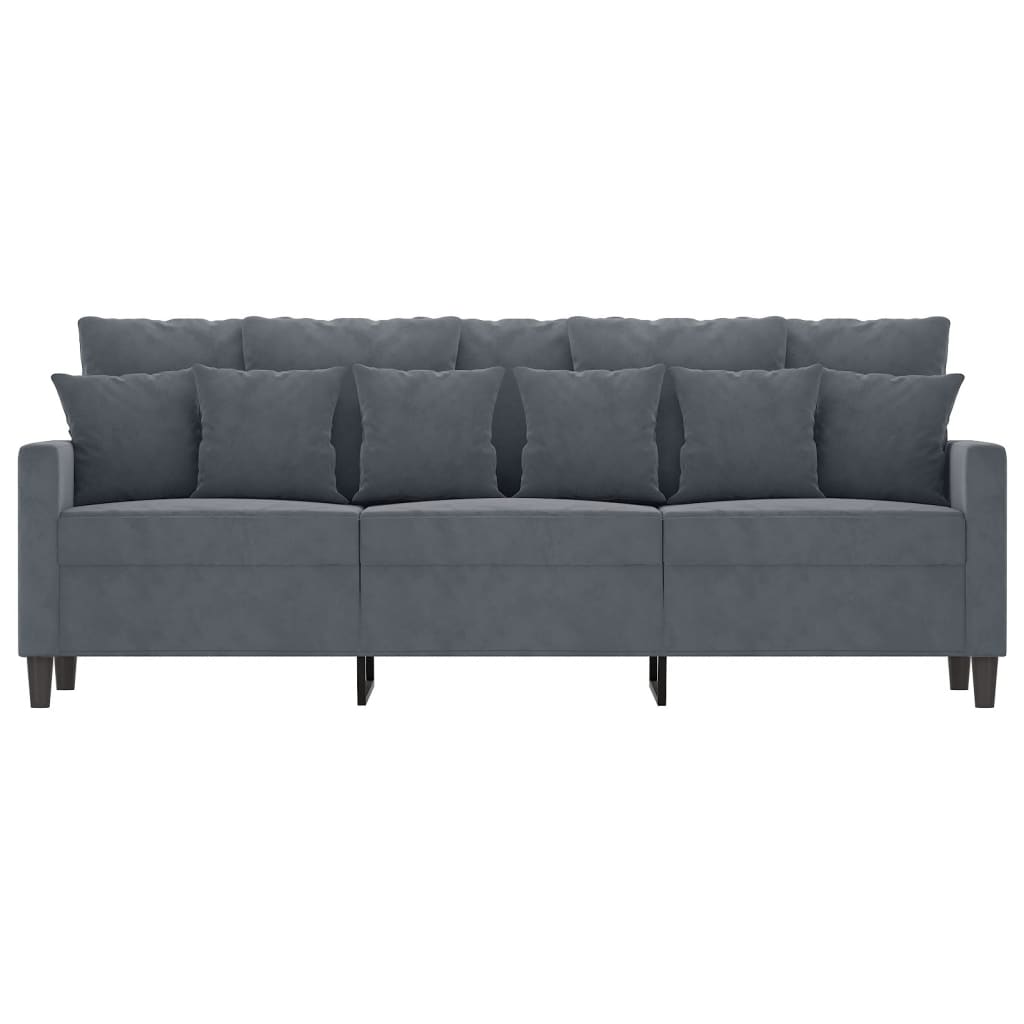 vidaXL Canapea cu 3 locuri, gri închis, 180 cm, material catifea vidaXL Canapea cu 3 locuri, gri închis, 180 cm, material catifea