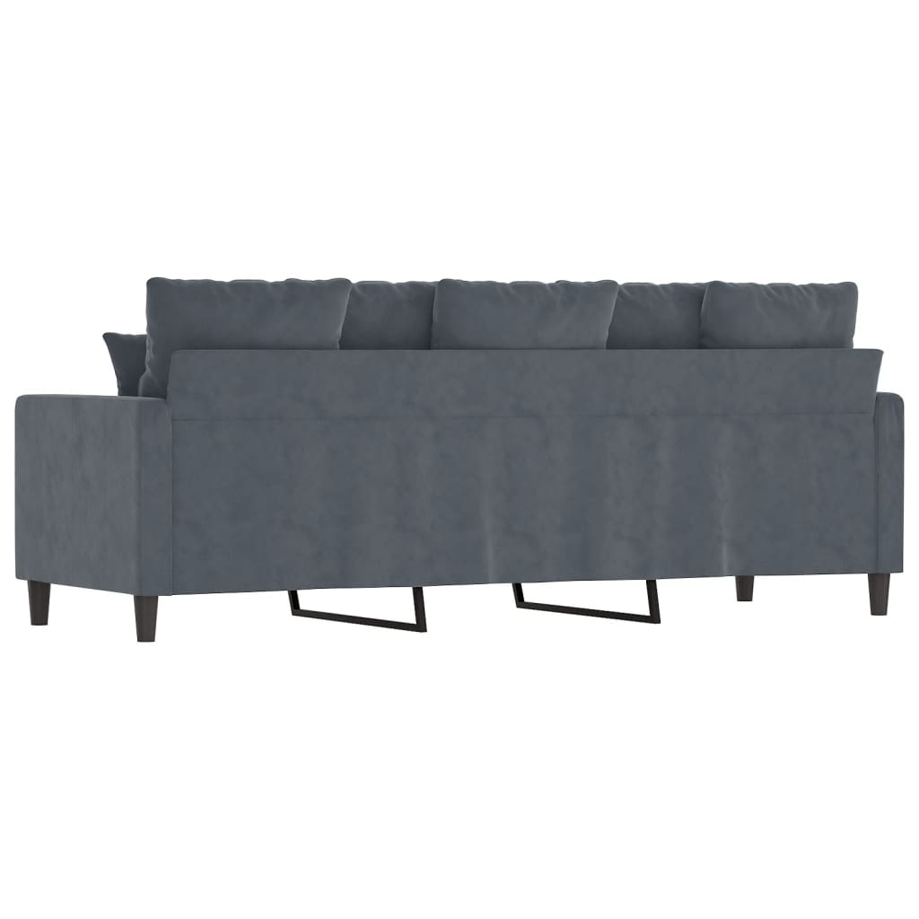 vidaXL Canapea cu 3 locuri, gri închis, 180 cm, material catifea vidaXL Canapea cu 3 locuri, gri închis, 180 cm, material catifea