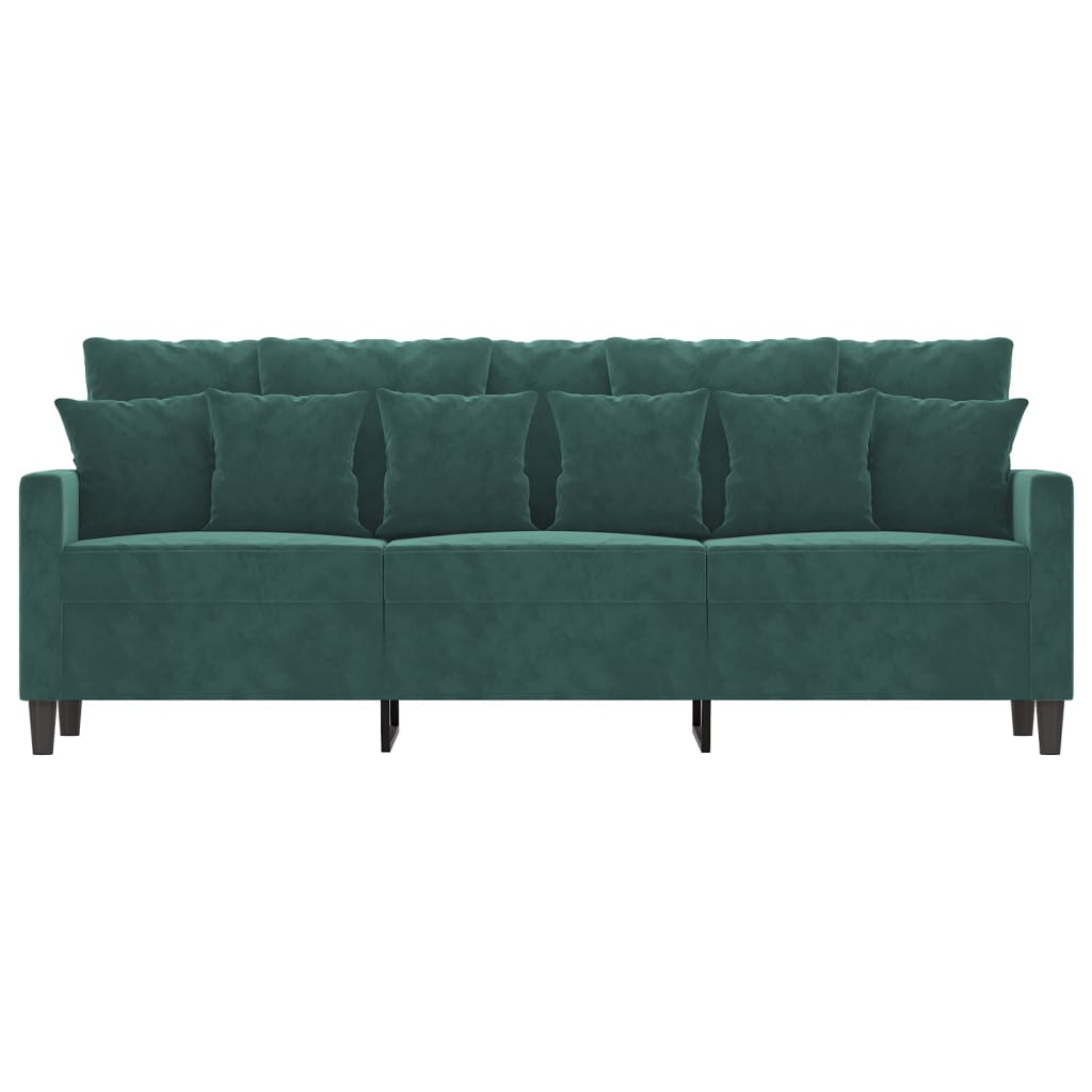 vidaXL Canapea cu 3 locuri, verde închis, 180 cm, catifea