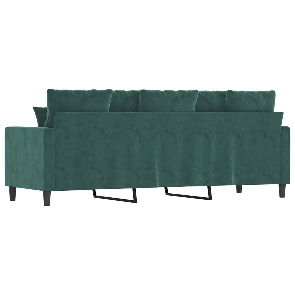 vidaXL Canapea cu 3 locuri, verde închis, 180 cm, catifea