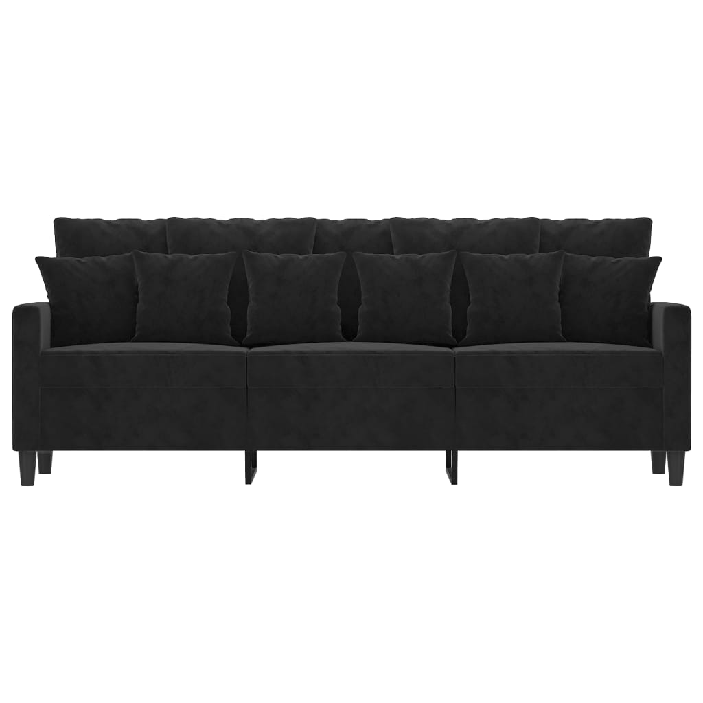 vidaXL Canapea cu 3 locuri, Negru, 180 cm, catifea vidaXL Canapea cu 3 locuri, Negru, 180 cm, catifea