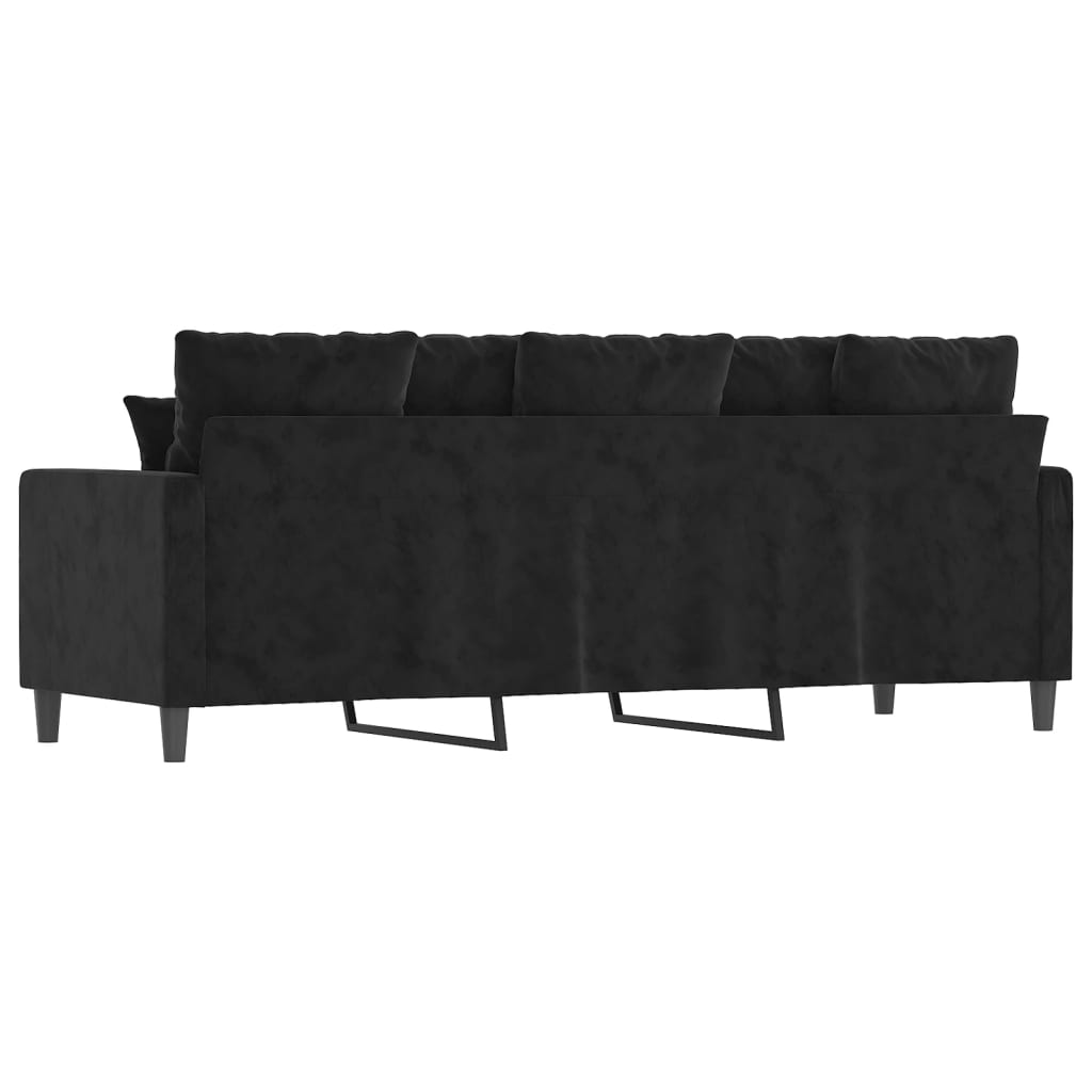 vidaXL Canapea cu 3 locuri, Negru, 180 cm, catifea vidaXL Canapea cu 3 locuri, Negru, 180 cm, catifea