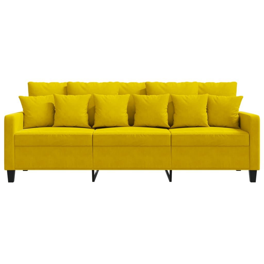 vidaXL Canapea cu 3 locuri, galben, 180 cm, catifea vidaXL Canapea cu 3 locuri, galben, 180 cm, catifea