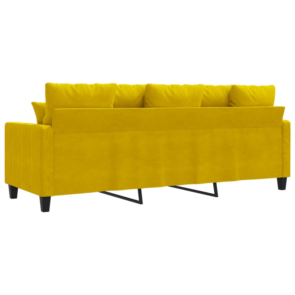 vidaXL Canapea cu 3 locuri, galben, 180 cm, catifea vidaXL Canapea cu 3 locuri, galben, 180 cm, catifea