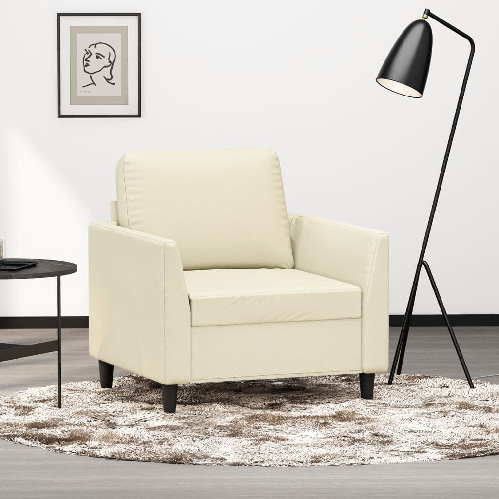 vidaXL Canapea de o persoană, crem, 60 cm, piele ecologică vidaXL Canapea de o persoană, crem, 60 cm, piele ecologică