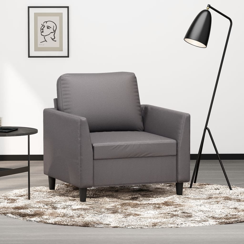 vidaXL Canapea de o persoană, gri, 60 cm, piele ecologică vidaXL Canapea de o persoană, gri, 60 cm, piele ecologică