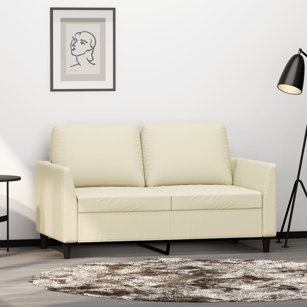 vidaXL Canapea cu 2 locuri, crem, 120 cm, piele ecologică vidaXL Canapea cu 2 locuri, crem, 120 cm, piele ecologică