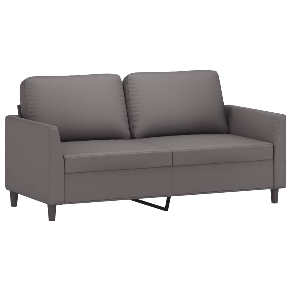 vidaXL Canapea cu 2 locuri, gri, 140 cm, piele ecologică