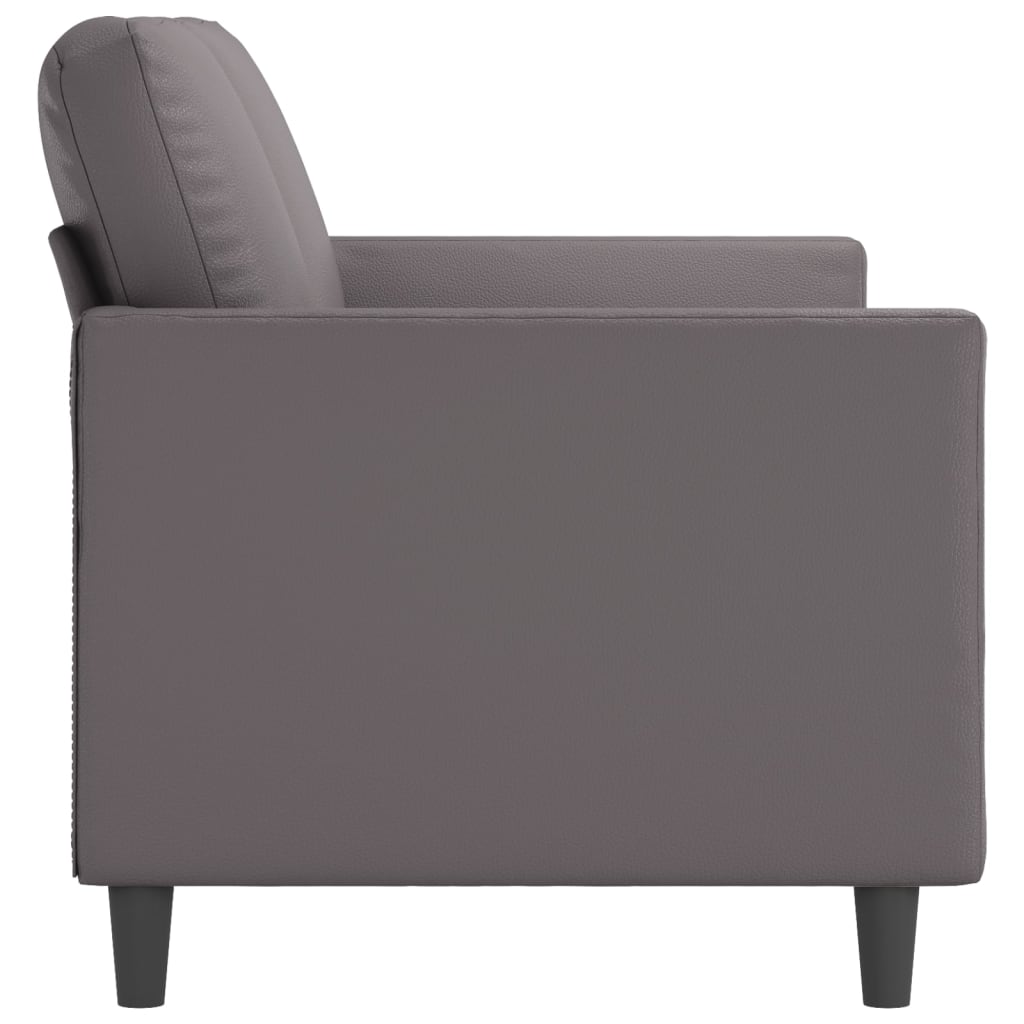 vidaXL Canapea cu 2 locuri, gri, 140 cm, piele ecologică