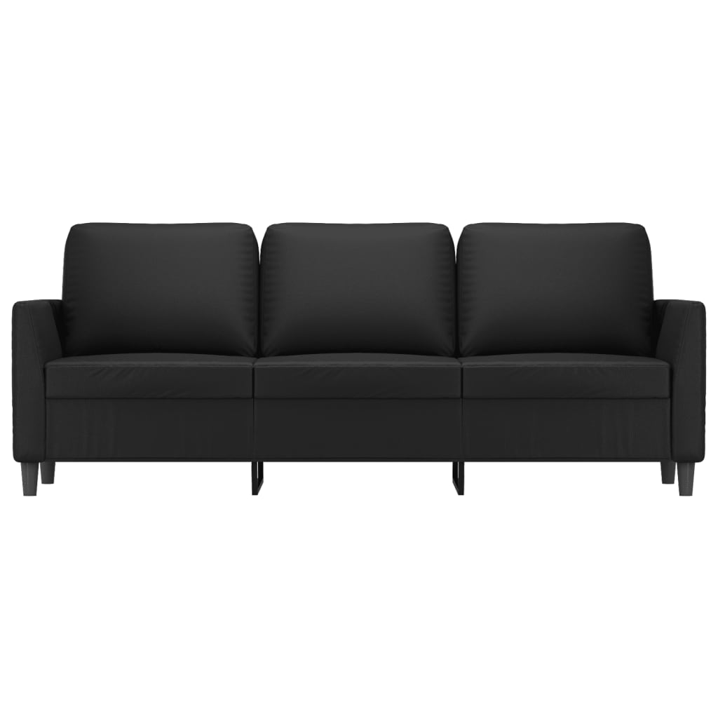 vidaXL Canapea cu 3 locuri, negru, 180 cm, piele ecologică