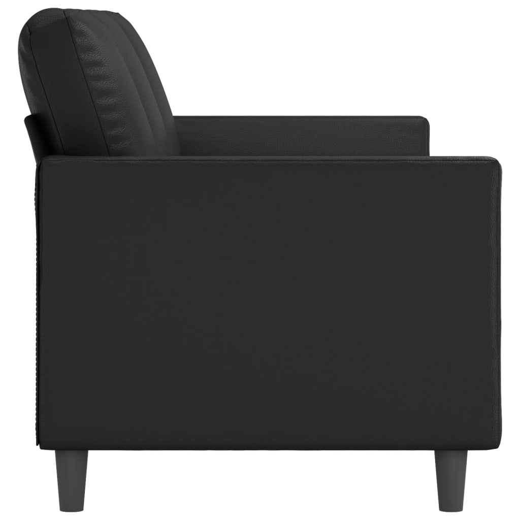 vidaXL Canapea cu 3 locuri, negru, 180 cm, piele ecologică