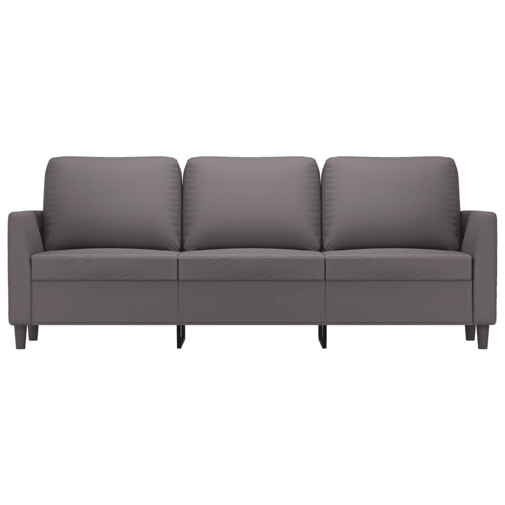 vidaXL Canapea cu 3 locuri, gri, 180 cm, piele ecologică vidaXL Canapea cu 3 locuri, gri, 180 cm, piele ecologică