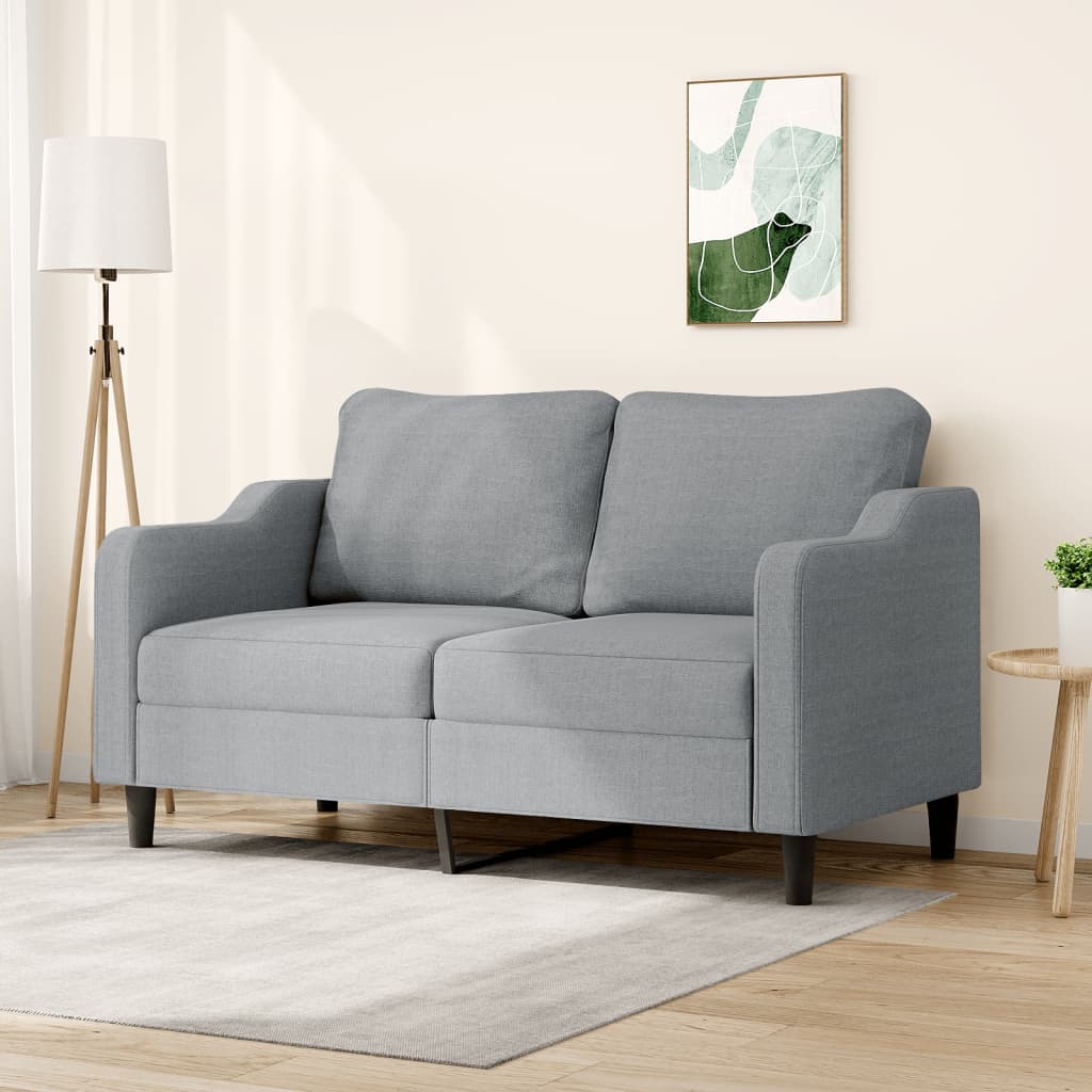 vidaXL Canapea cu 2 locuri, gri deschis, 140 cm, material textil vidaXL Canapea cu 2 locuri, gri deschis, 140 cm, material textil