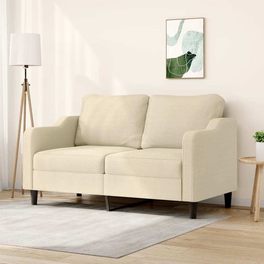vidaXL Canapea cu 2 locuri, crem, 140 cm, material textil vidaXL Canapea cu 2 locuri, crem, 140 cm, material textil