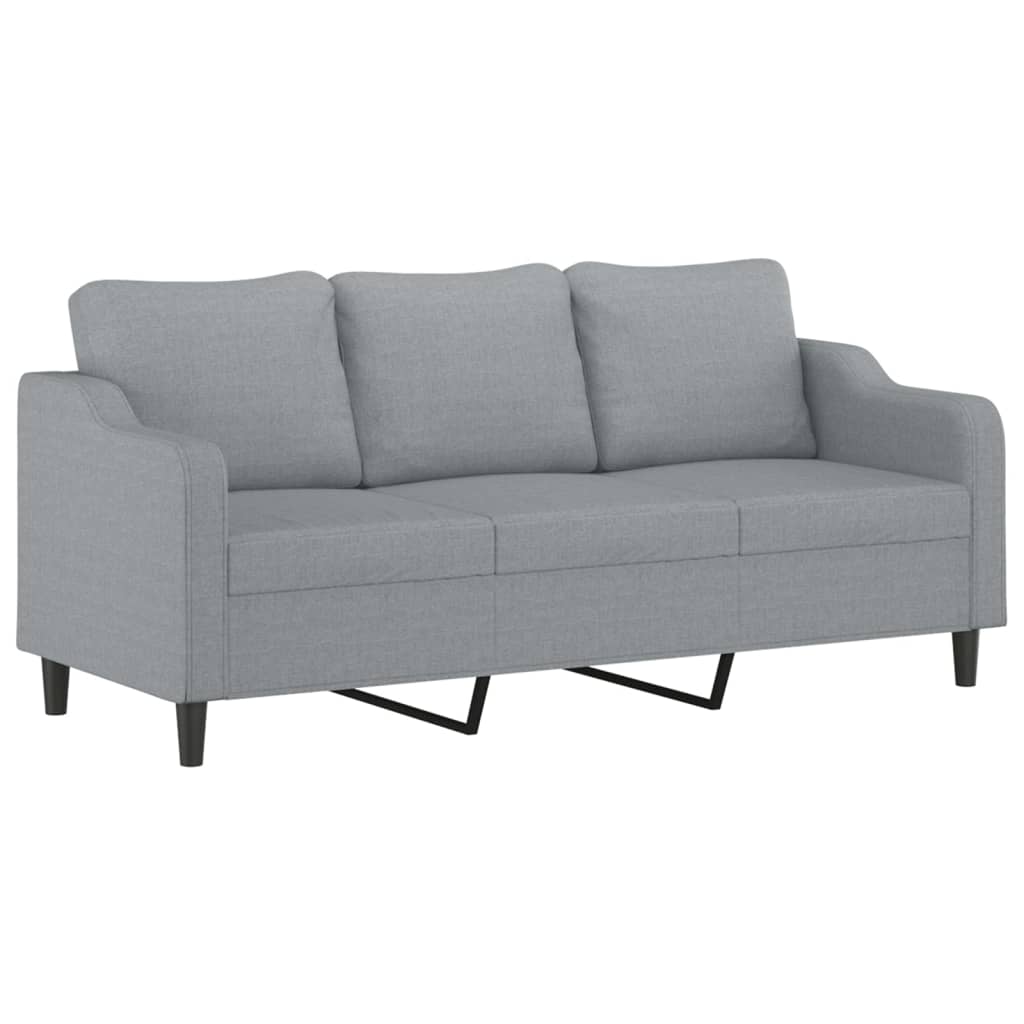 vidaXL Canapea cu 3 locuri, gri deschis, material 180CM textil