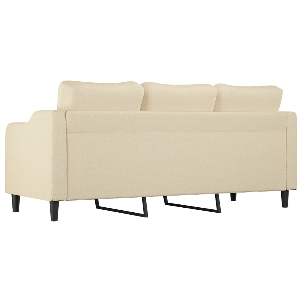 vidaXL Canapea cu 3 locuri, crem, 180 cm, material textil vidaXL Canapea cu 3 locuri, crem, 180 cm, material textil