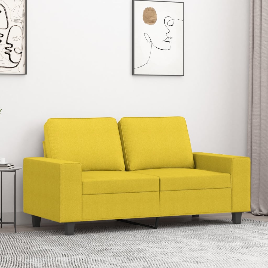 vidaXL Canapea cu 2 locuri, galben deschis, 120 cm, material textil vidaXL Canapea cu 2 locuri, galben deschis, 120 cm, material textil
