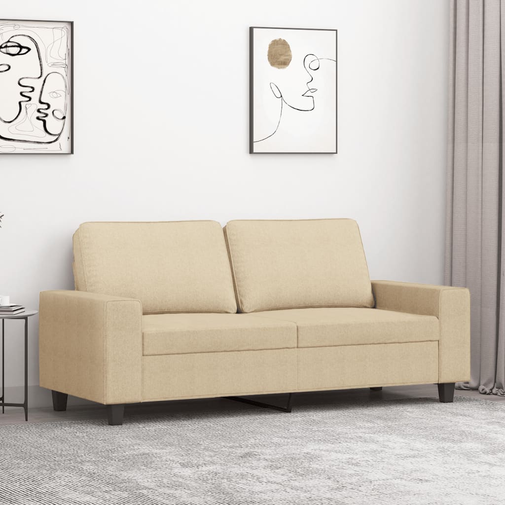 vidaXL Canapea cu 2 locuri, crem, 140 cm, material textil vidaXL Canapea cu 2 locuri, crem, 140 cm, material textil
