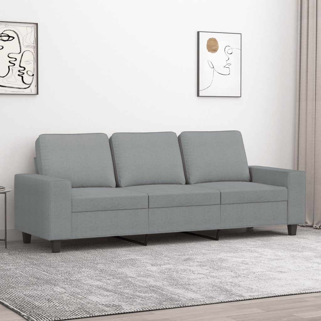 vidaXL Canapea cu 3 locuri, gri deschis, material 180CM textil vidaXL Canapea cu 3 locuri, gri deschis, material 180CM textil