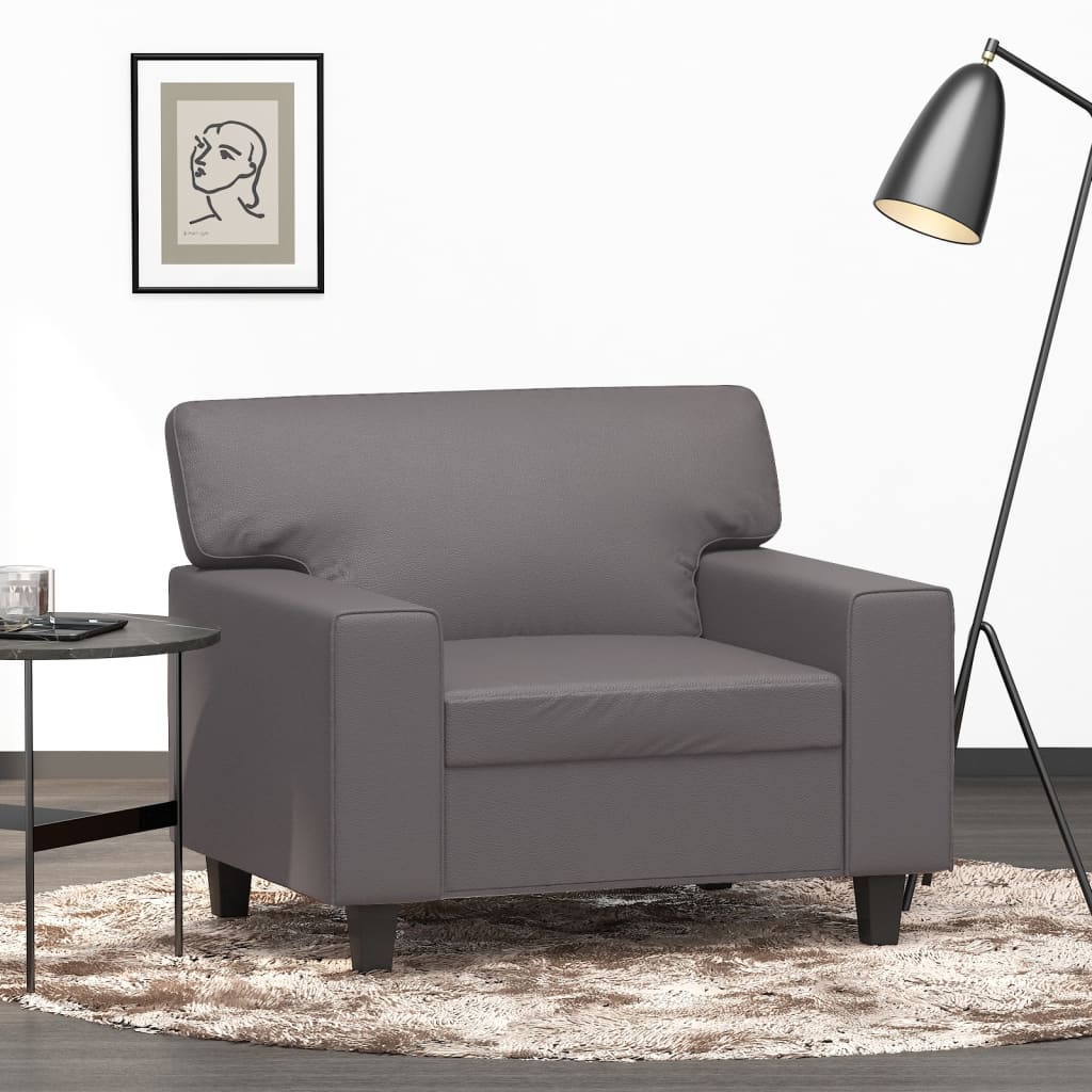 vidaXL Canapea de o persoană, gri, 60 cm, piele ecologică vidaXL Canapea de o persoană, gri, 60 cm, piele ecologică