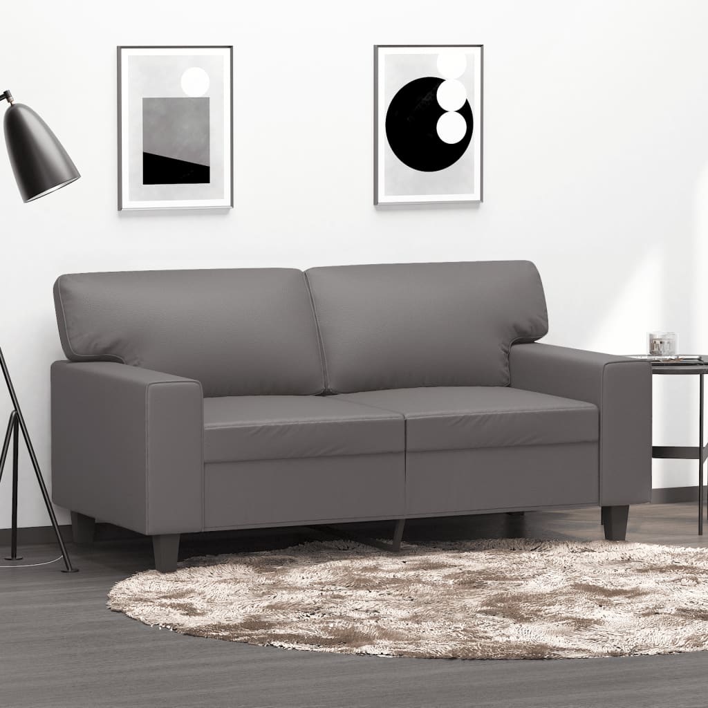 vidaXL Canapea cu 2 locuri, gri, 120 cm, piele ecologică vidaXL Canapea cu 2 locuri, gri, 120 cm, piele ecologică