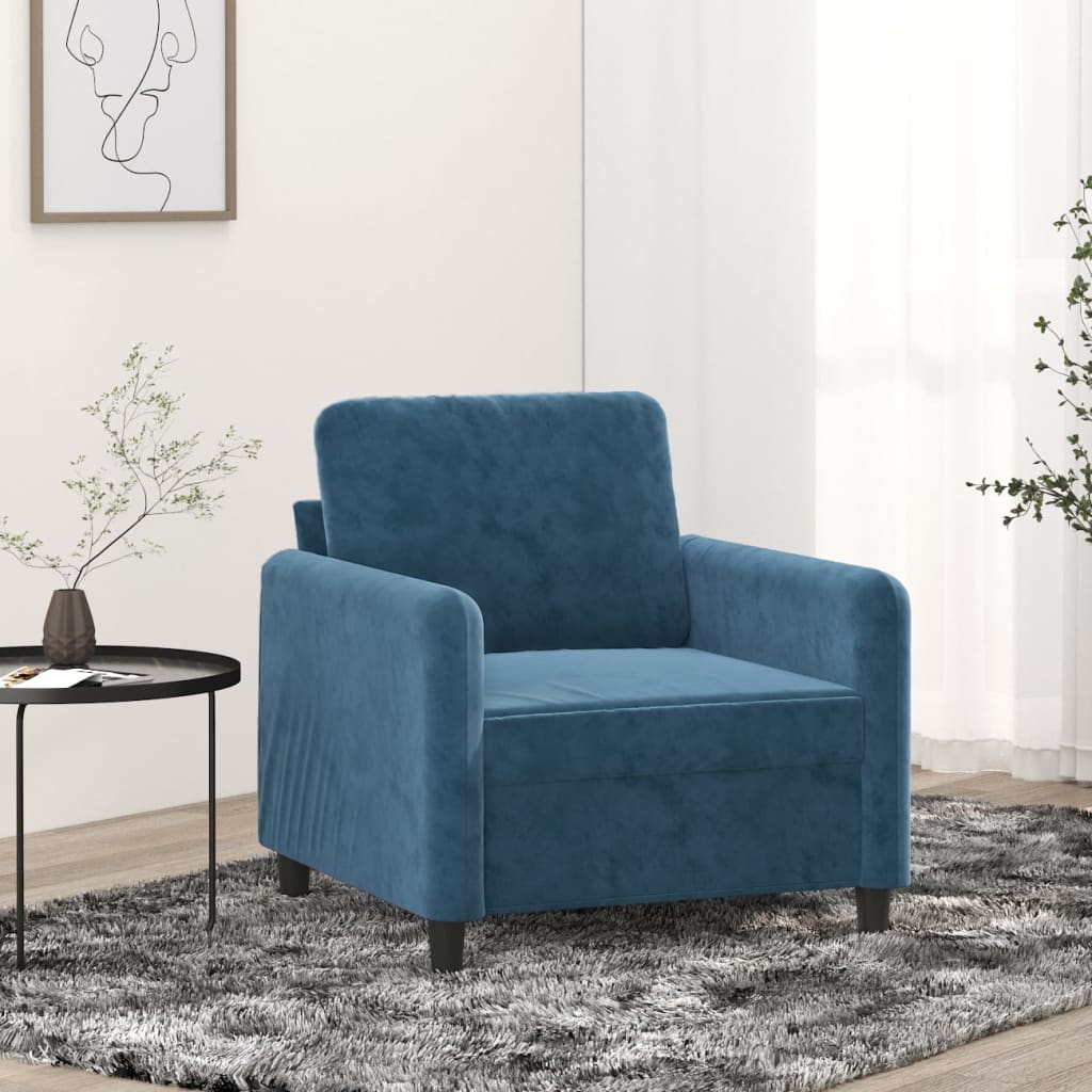 vidaXL Canapea de o persoană, Albastru, 60 cm, catifea vidaXL Canapea de o persoană, Albastru, 60 cm, catifea