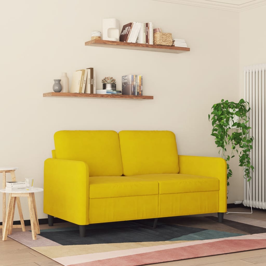 vidaXL Canapea cu 2 locuri, galben, 120 cm, catifea