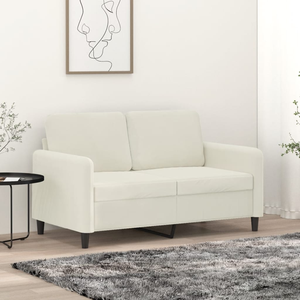 vidaXL Canapea cu 2 locuri, crem, 120 cm, catifea vidaXL Canapea cu 2 locuri, crem, 120 cm, catifea