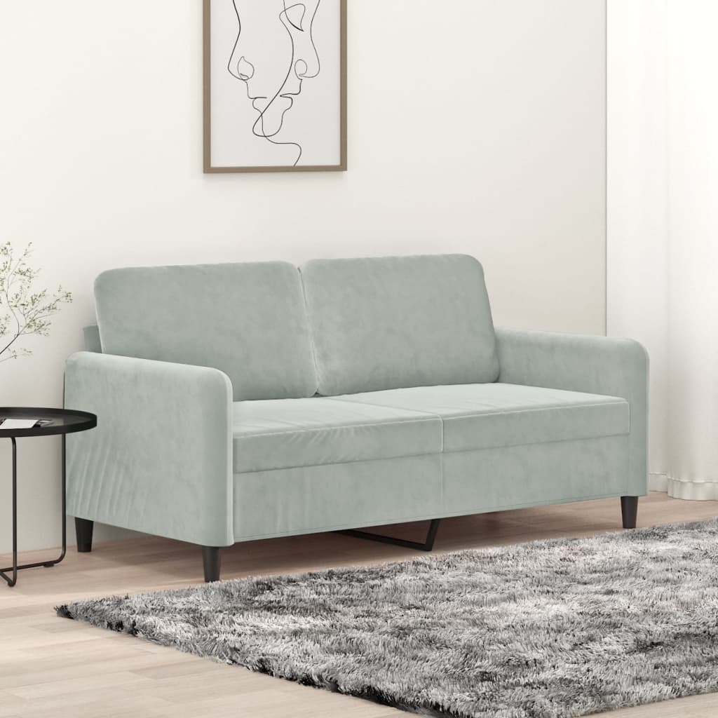 vidaXL Canapea cu 2 locuri, gri deschis, 140 cm, catifea vidaXL Canapea cu 2 locuri, gri deschis, 140 cm, catifea