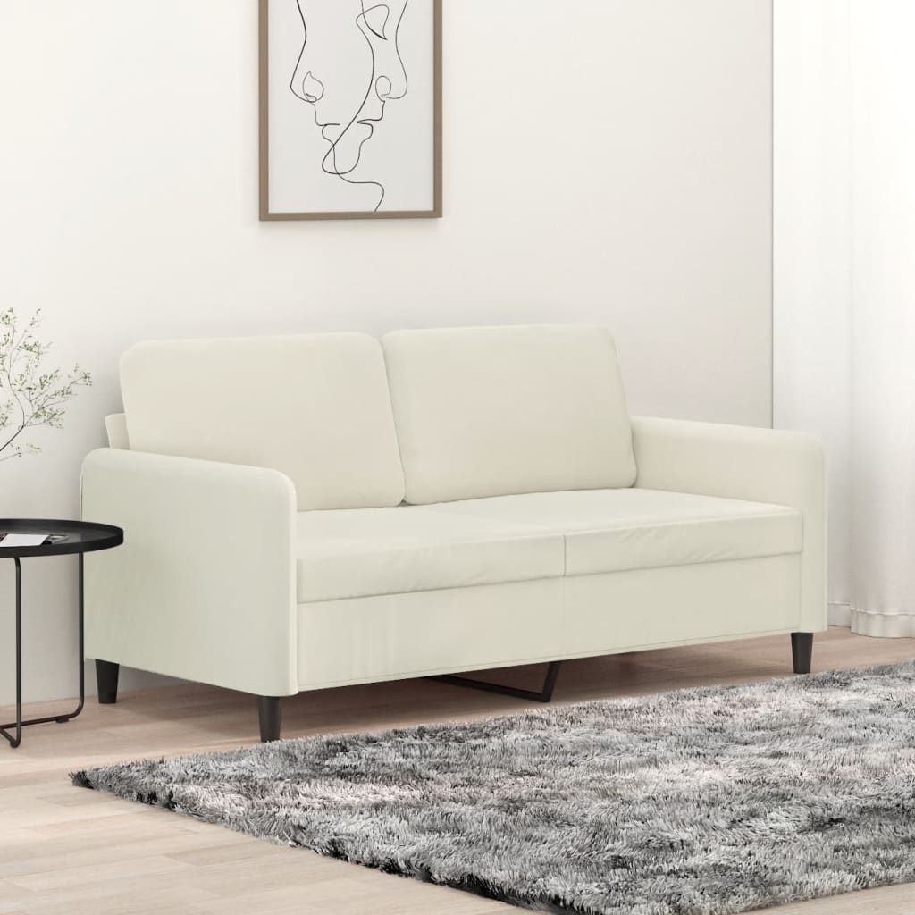 vidaXL Canapea cu 2 locuri, crem, 140 cm, catifea vidaXL Canapea cu 2 locuri, crem, 140 cm, catifea