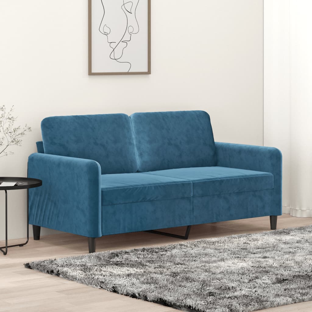 vidaXL Canapea cu 2 locuri, albastru, 140 cm, catifea vidaXL Canapea cu 2 locuri, albastru, 140 cm, catifea