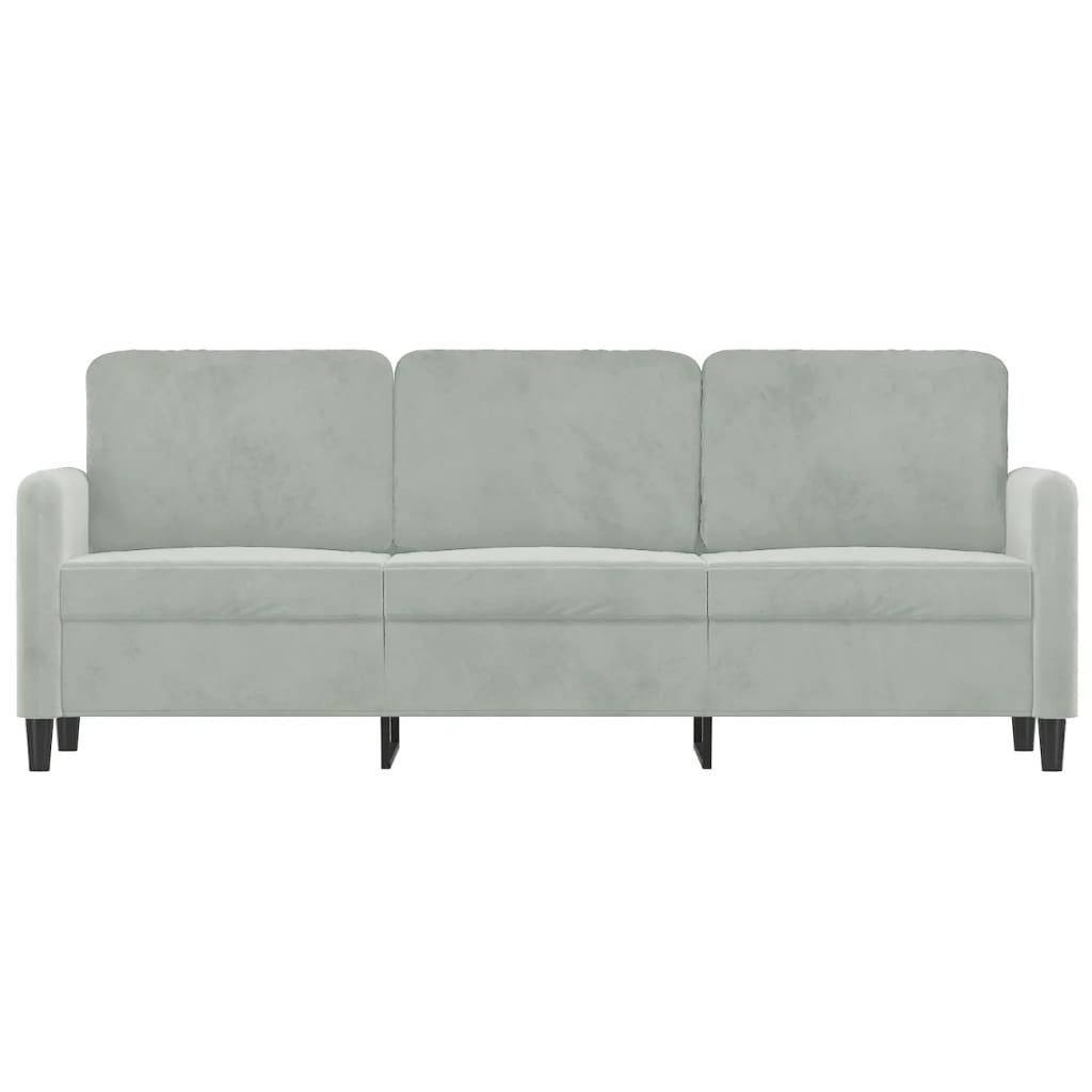 vidaXL Canapea cu 3 locuri, gri deschis, material 180CM catifea vidaXL Canapea cu 3 locuri, gri deschis, material 180CM catifea