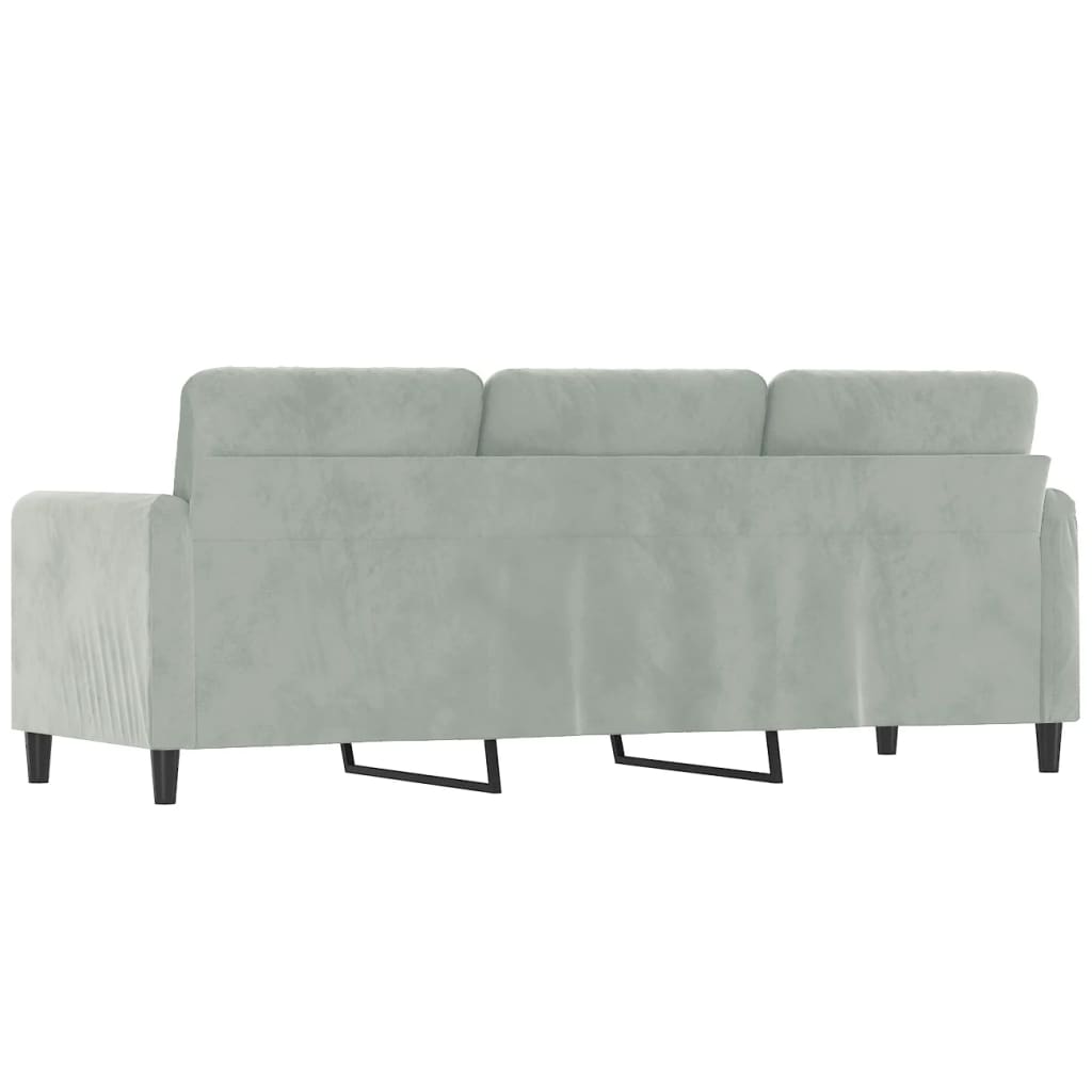 vidaXL Canapea cu 3 locuri, gri deschis, material 180CM catifea vidaXL Canapea cu 3 locuri, gri deschis, material 180CM catifea