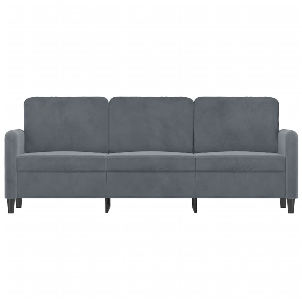 vidaXL Canapea cu 3 locuri, gri închis, 180 cm, material catifea vidaXL Canapea cu 3 locuri, gri închis, 180 cm, material catifea