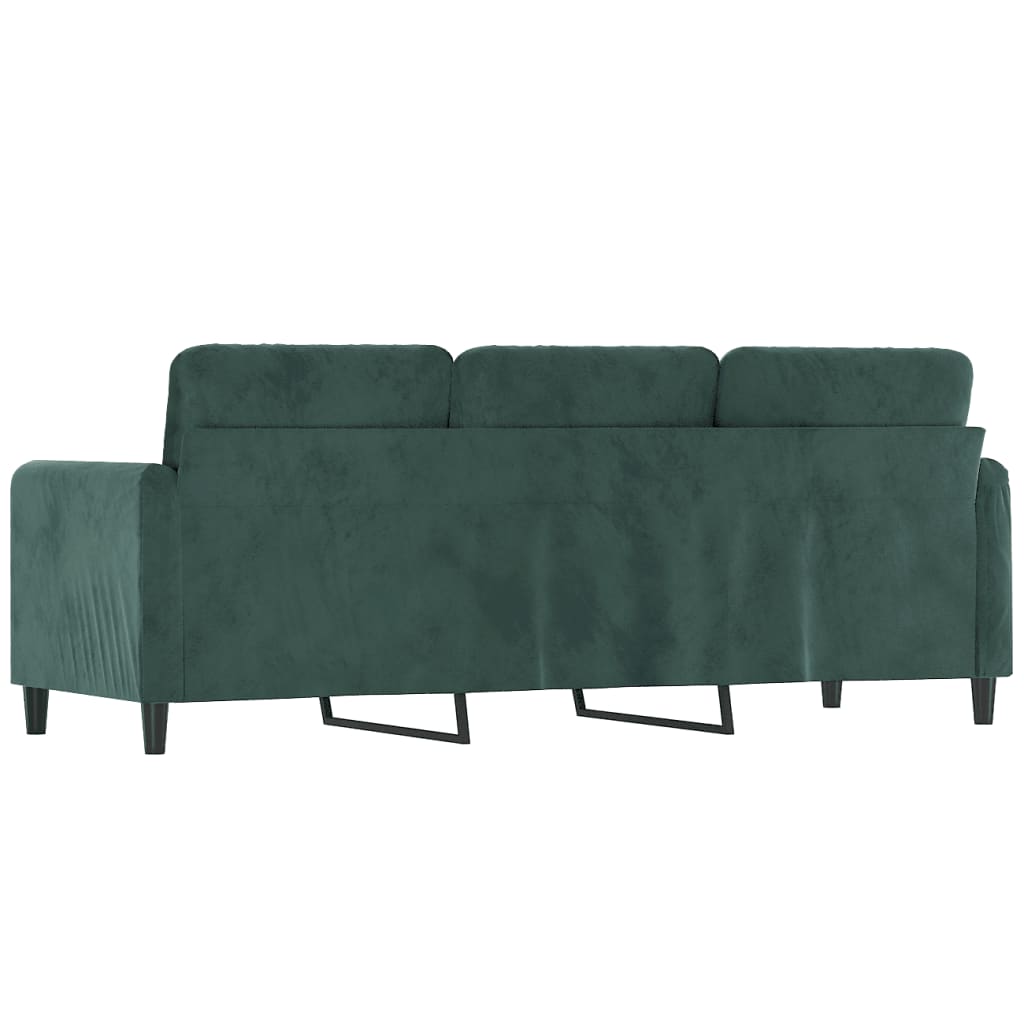 vidaXL Canapea cu 3 locuri, verde închis, 180 cm, catifea