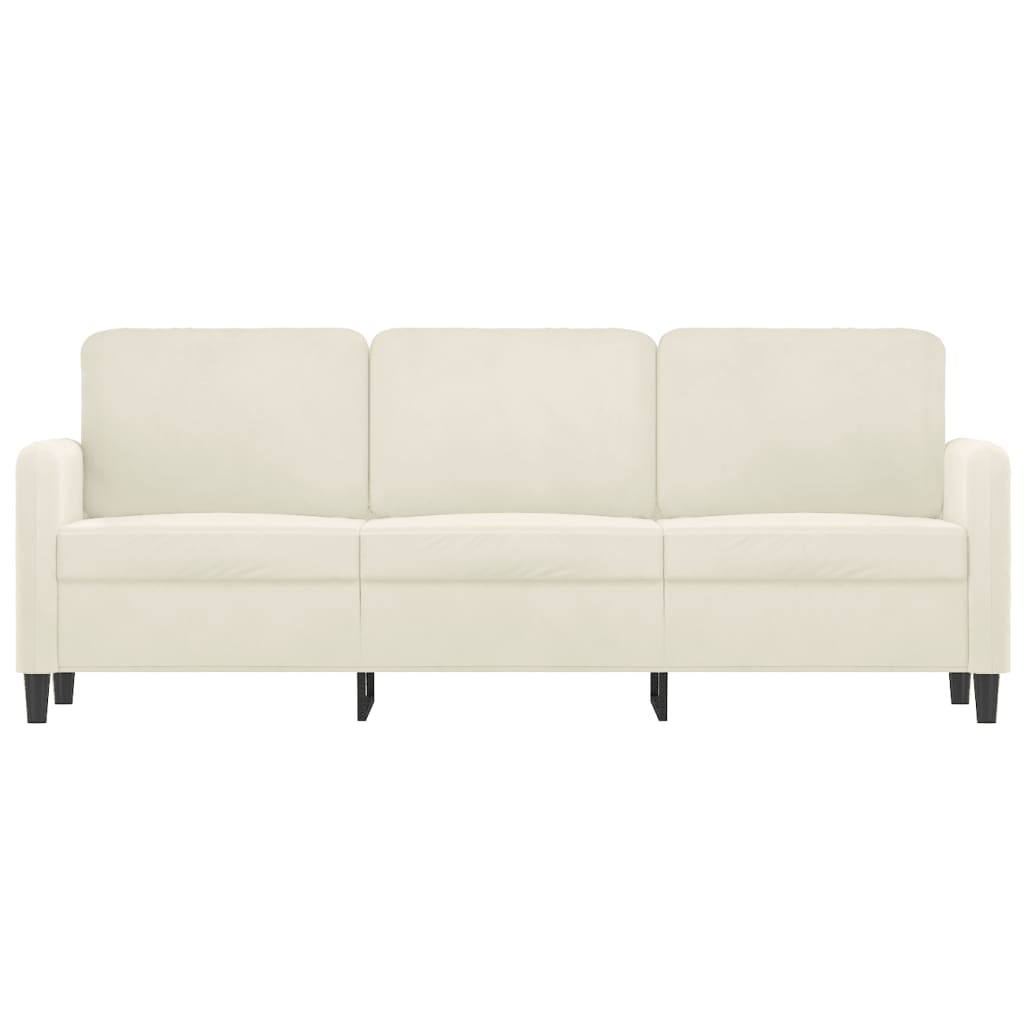 vidaXL Canapea cu 3 locuri, crem, 180 cm, catifea vidaXL Canapea cu 3 locuri, crem, 180 cm, catifea