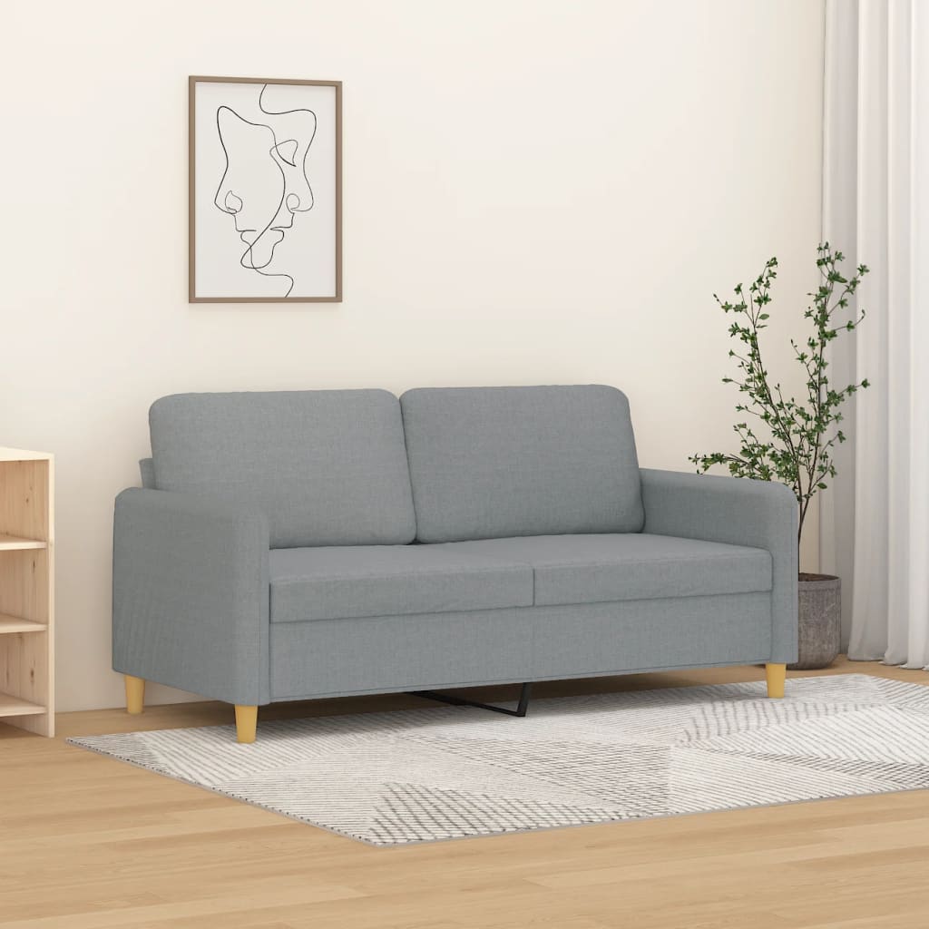vidaXL Canapea cu 2 locuri, gri deschis, 140 cm, material textil vidaXL Canapea cu 2 locuri, gri deschis, 140 cm, material textil