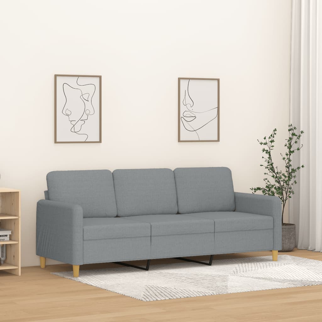 vidaXL Canapea cu 3 locuri, gri deschis, material 180CM textil vidaXL Canapea cu 3 locuri, gri deschis, material 180CM textil