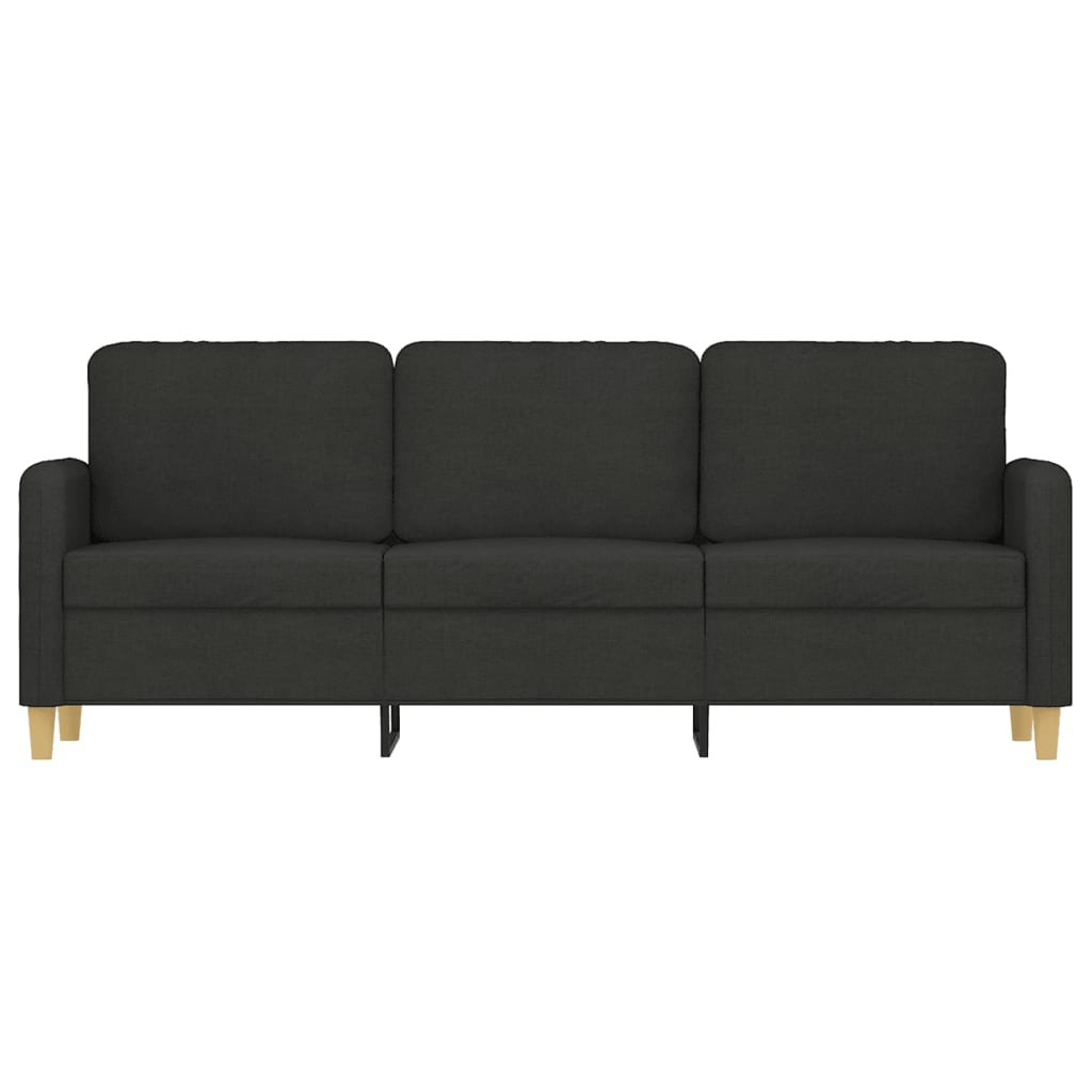 vidaXL Canapea cu 3 locuri, negru, 180 cm, material textil