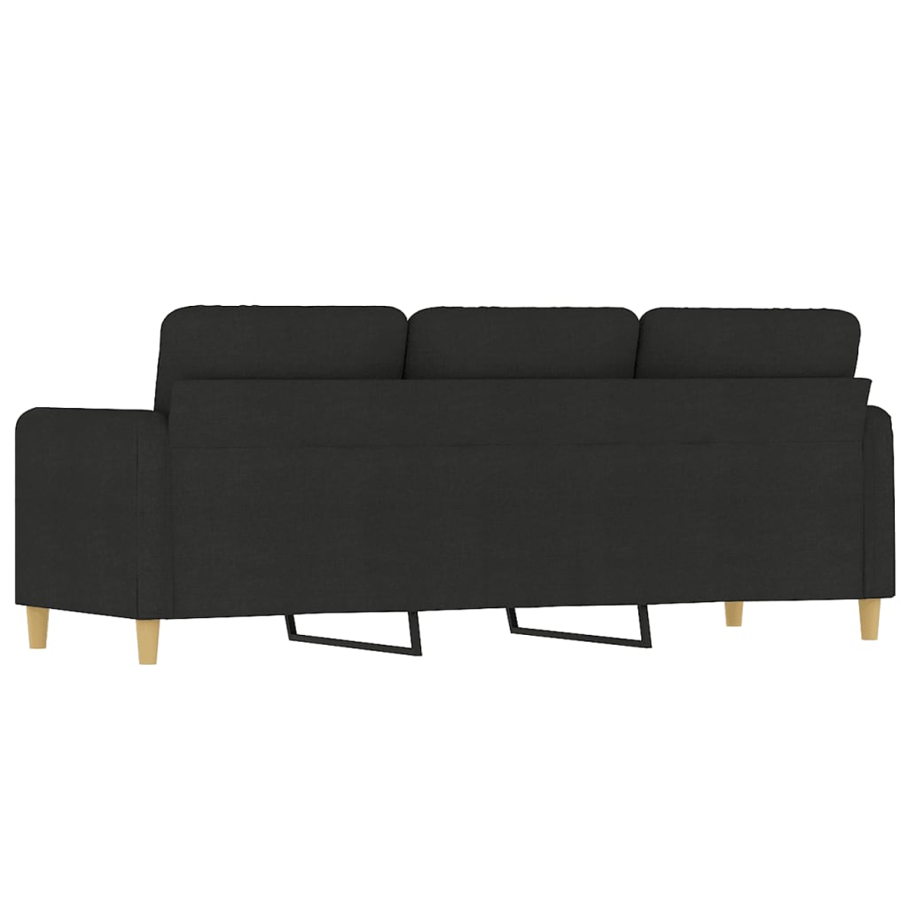 vidaXL Canapea cu 3 locuri, negru, 180 cm, material textil