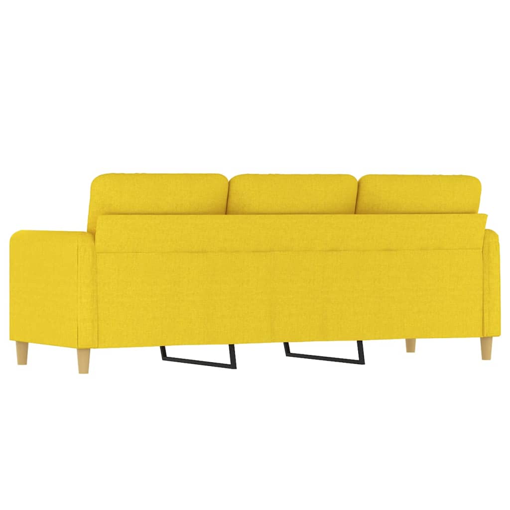 vidaXL Canapea cu 3 locuri, galben deschis, 180 cm, material textil