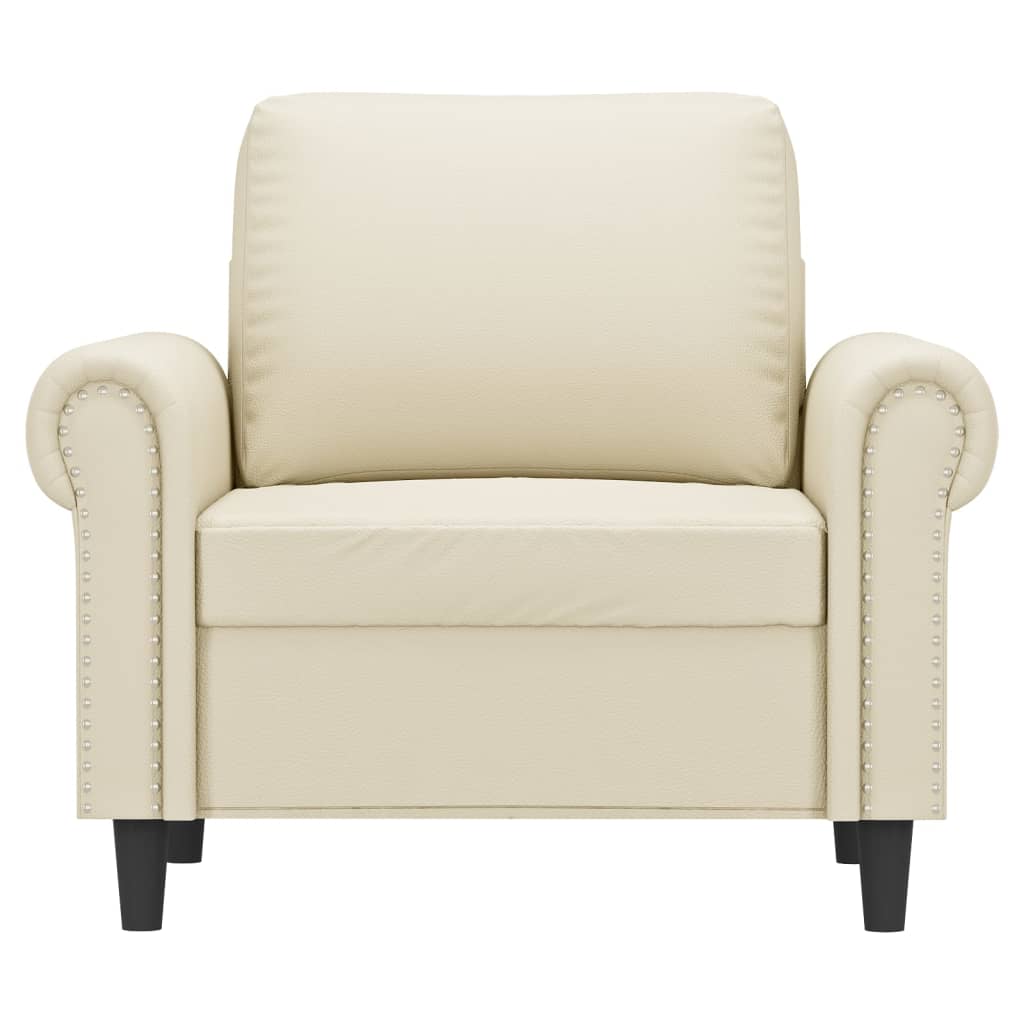 vidaXL Canapea de o persoană, crem, 60 cm, piele ecologică vidaXL Canapea de o persoană, crem, 60 cm, piele ecologică
