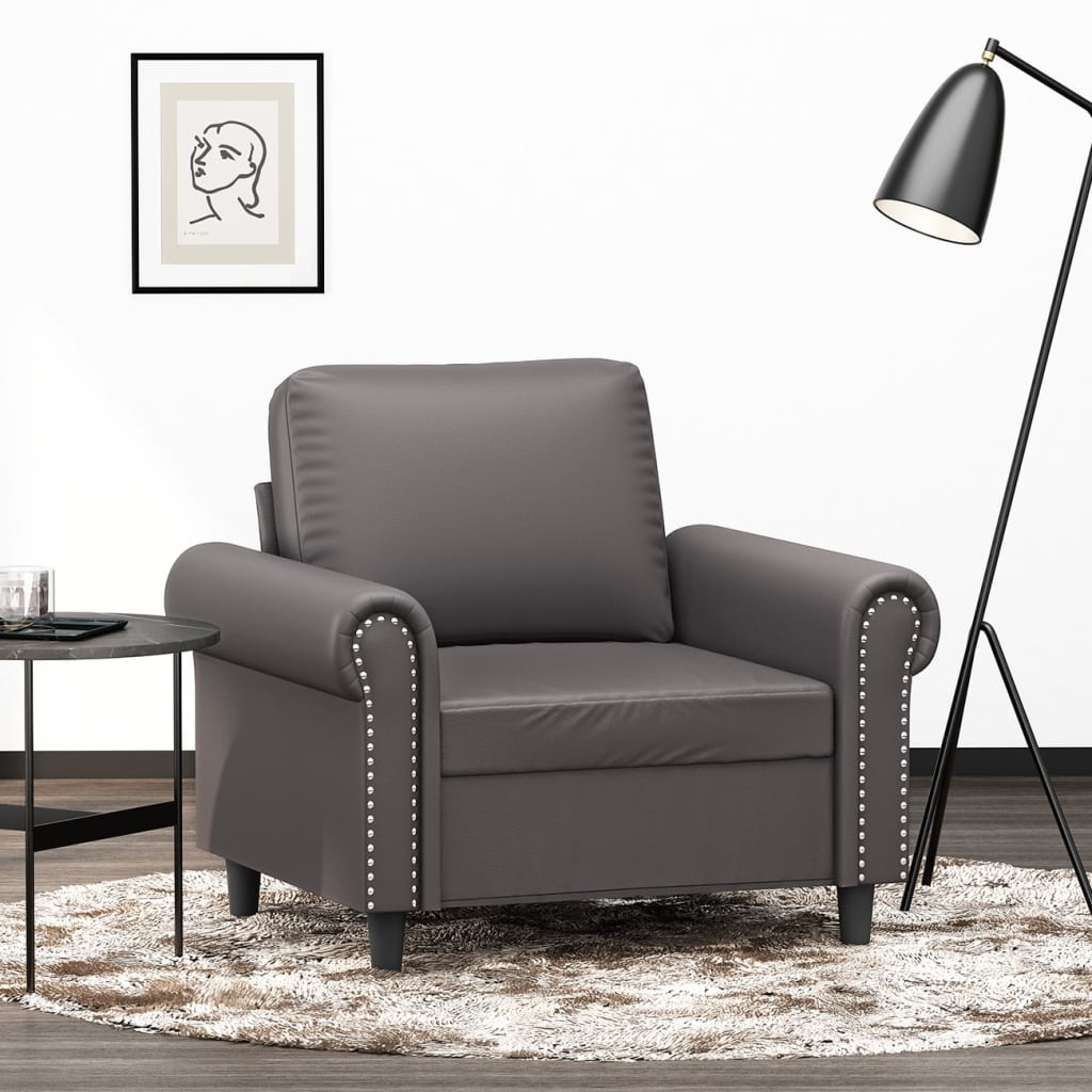vidaXL Canapea de o persoană, gri, 60 cm, piele ecologică vidaXL Canapea de o persoană, gri, 60 cm, piele ecologică
