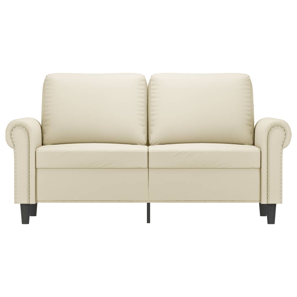 vidaXL Canapea cu 2 locuri, crem, 120 cm, piele ecologică
