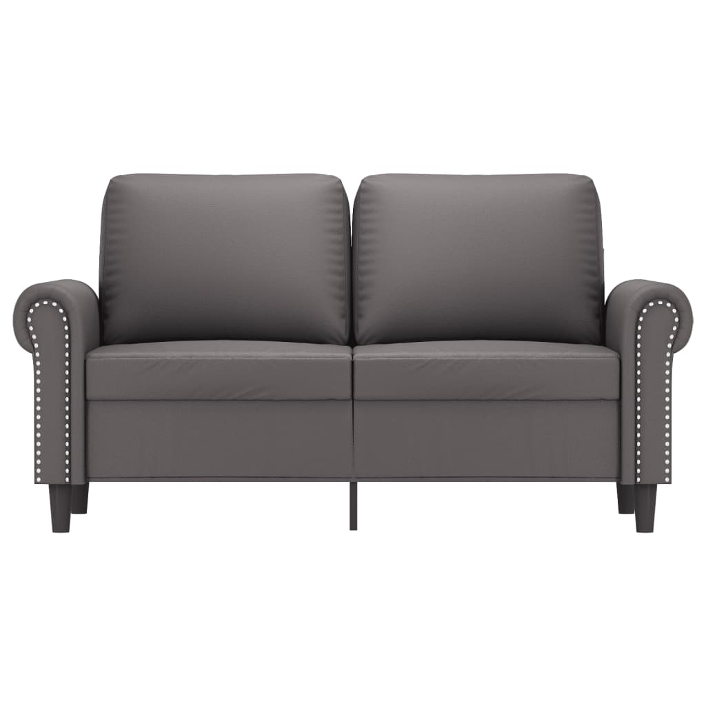 vidaXL Canapea cu 2 locuri, gri, 120 cm, piele ecologică