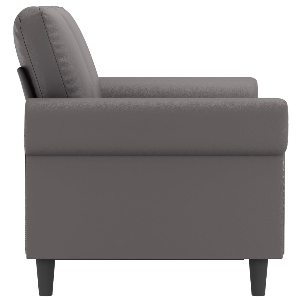 vidaXL Canapea cu 2 locuri, gri, 120 cm, piele ecologică
