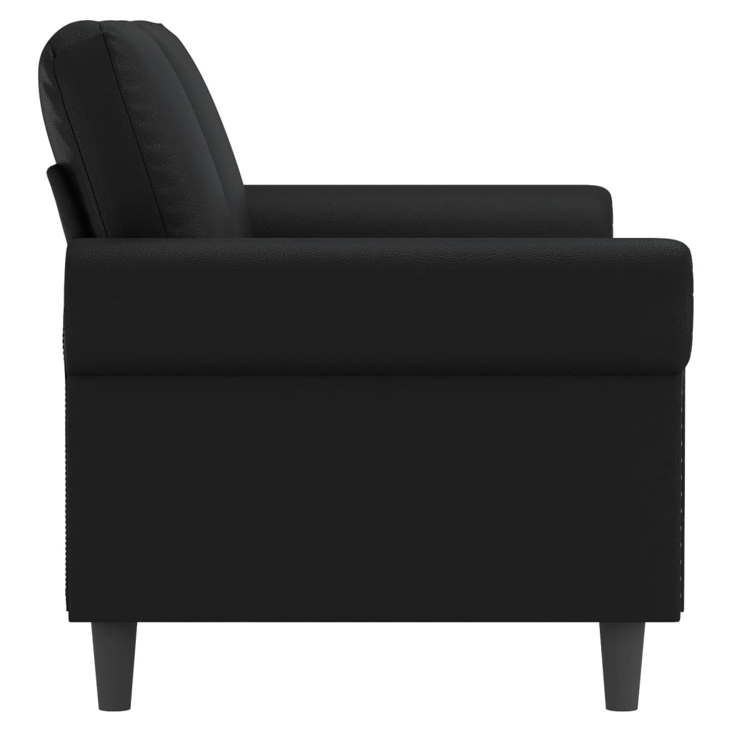 vidaXL Canapea cu 2 locuri, negru, 140 cm, piele ecologică