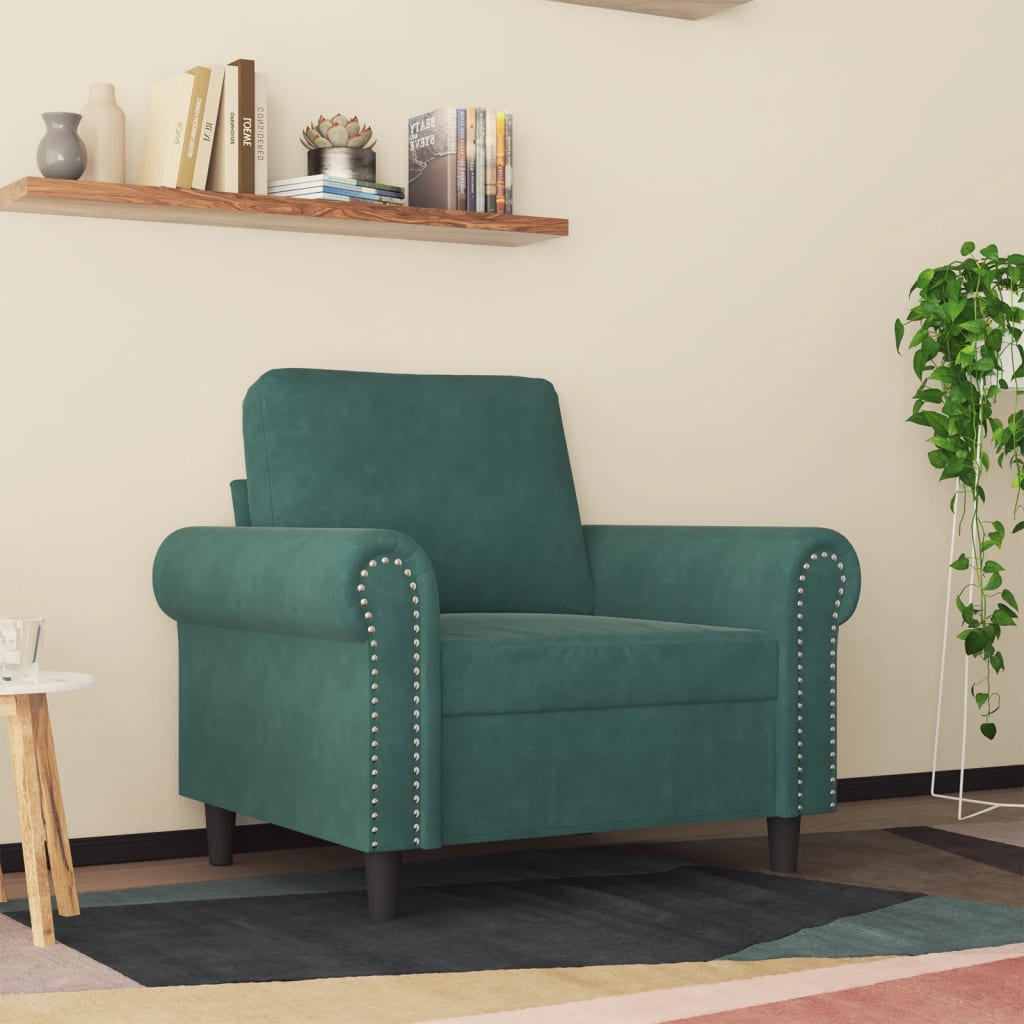 vidaXL Fotoliu canapea, verde închis, 60 cm, catifea