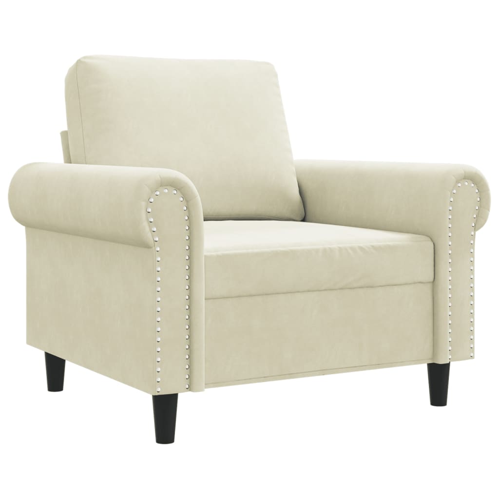 vidaXL Canapea de o persoană, crem, 60 cm, catifea