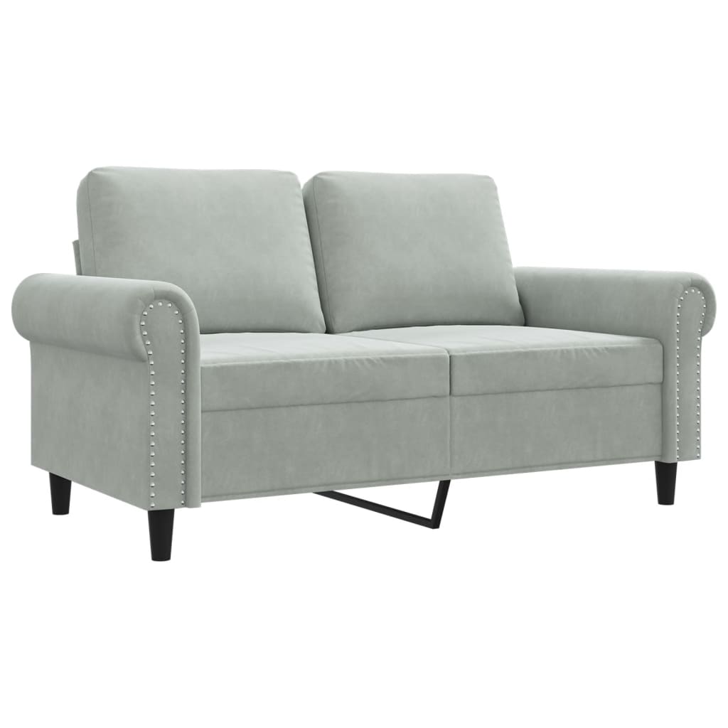 vidaXL Canapea cu 2 locuri, gri deschis, 120 cm, catifea